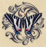 Zebra Swallowtail with Baroque Background