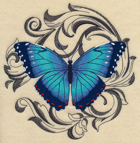 Blue Morpho with Baroque Background