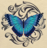 Blue Morpho with Baroque Background