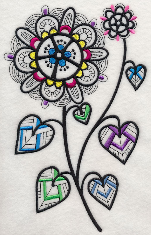 Hearts and Blossoms (Blackwork)