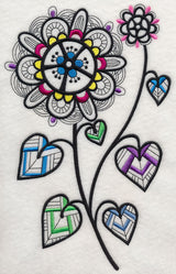 Hearts and Blossoms (Blackwork)