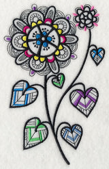 Hearts and Blossoms (Blackwork)