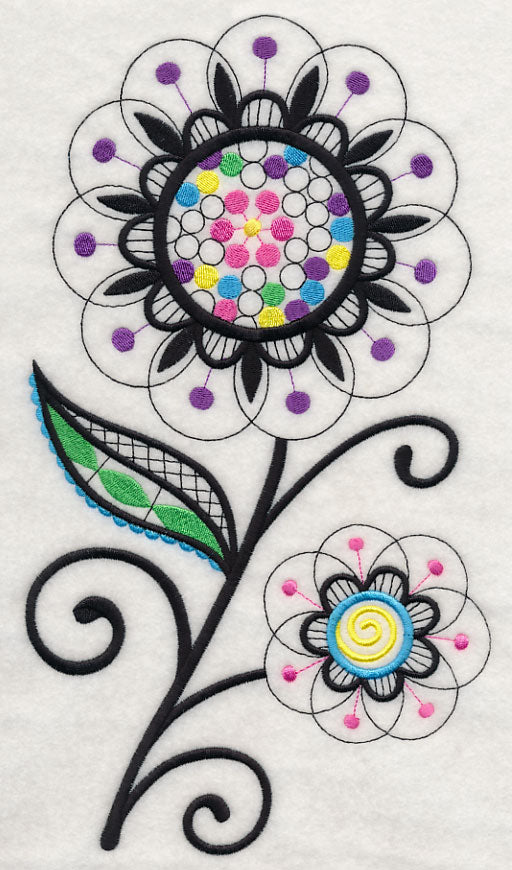 Bubble Gum Blossoms (Blackwork)