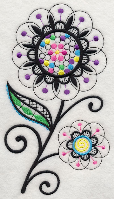 Bubble Gum Blossoms (Blackwork)