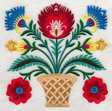 Basket of Wycinanki Blooms