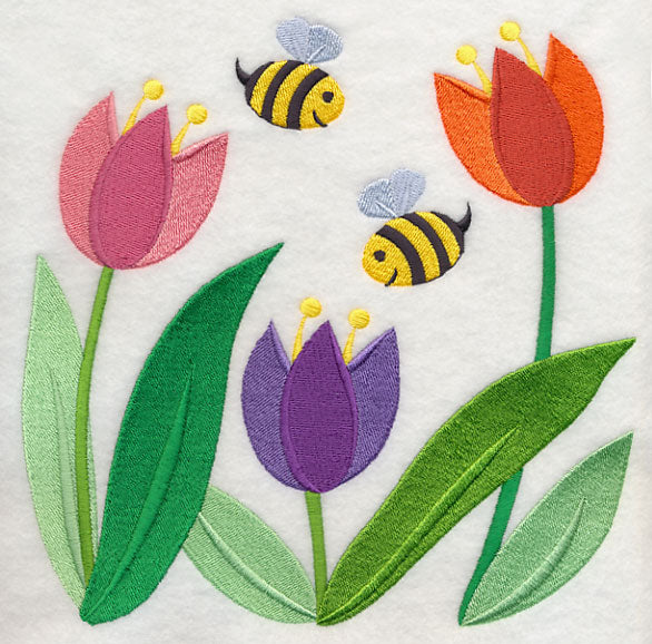 Honeybees in Tulips