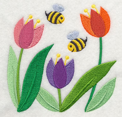 Honeybees in Tulips