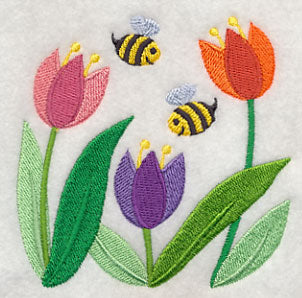 Honeybees in Tulips