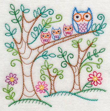 Spring Forest Owls (Vintage)