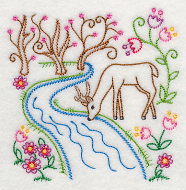 Deer at Spring River (Vintage)