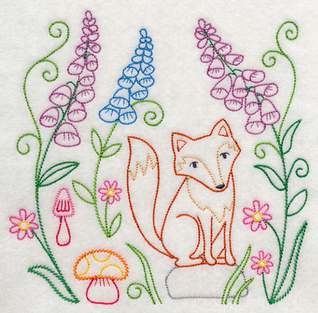 Fox in Forest Flowers (Vintage)