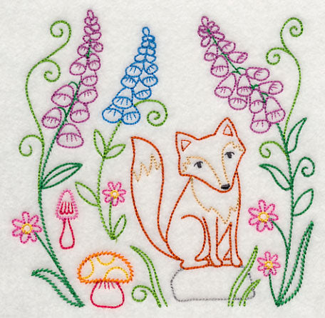 Fox in Forest Flowers (Vintage)