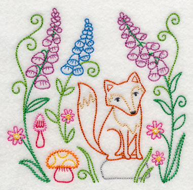 Fox in Forest Flowers (Vintage)