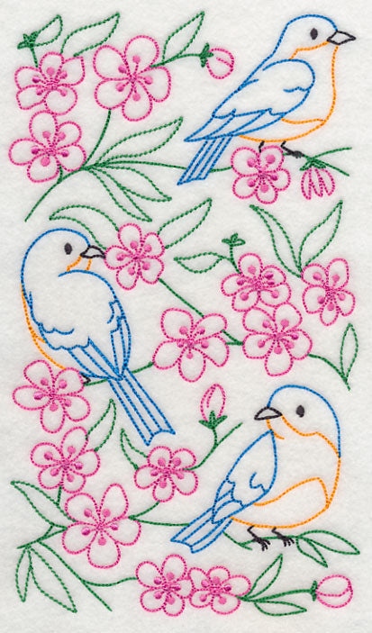 Bluebirds in Blossoms 1 (Vintage)