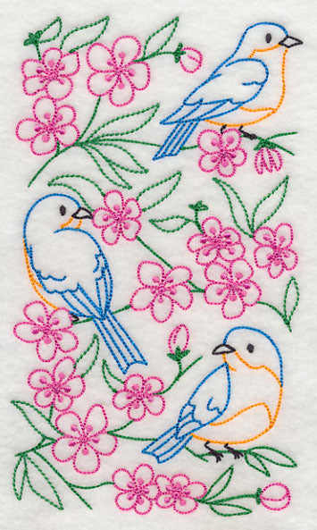 Bluebirds in Blossoms 1 (Vintage)
