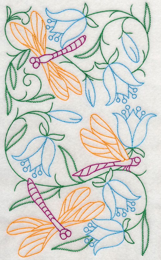 Dragonflies in Flowers 1 (Vintage)