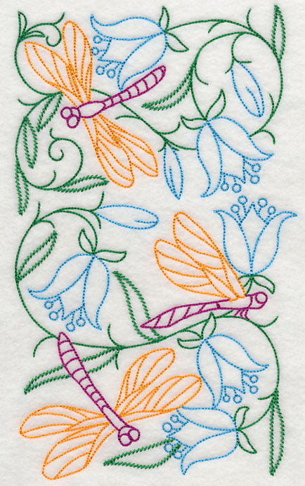 Dragonflies in Flowers 1 (Vintage)