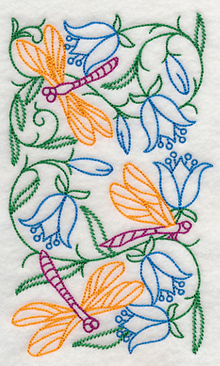 Dragonflies in Flowers 1 (Vintage)