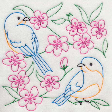 Bluebirds in Blossoms 2 (Vintage)