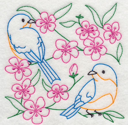Bluebirds in Blossoms 2 (Vintage)
