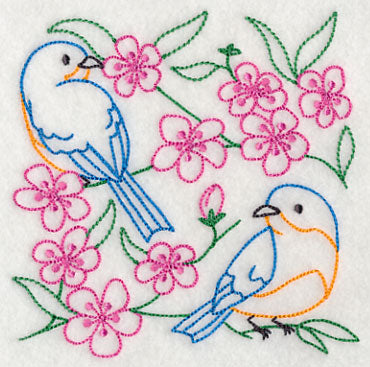 Bluebirds in Blossoms 2 (Vintage)
