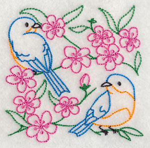 Bluebirds in Blossoms 2 (Vintage)