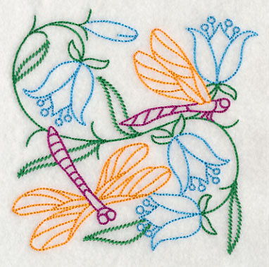 Dragonflies in Flowers 2 (Vintage)