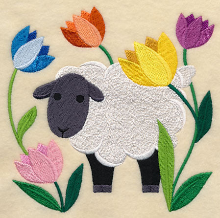 Sheep in Tulips