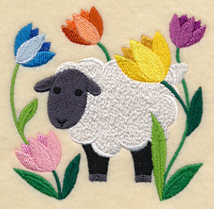 Sheep in Tulips