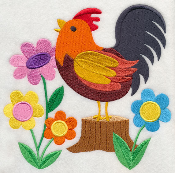 Rooster and Spring Blooms