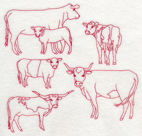 Cattle Medley (Redwork)