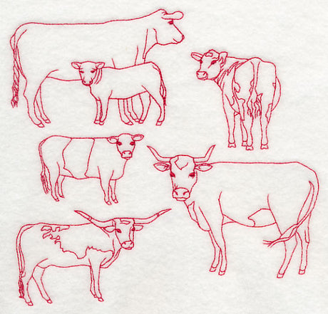 Cattle Medley (Redwork)