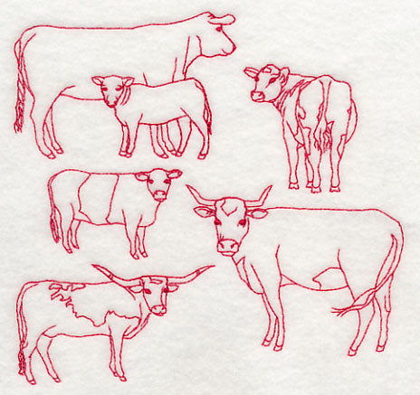 Cattle Medley (Redwork)