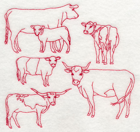 Cattle Medley (Redwork)