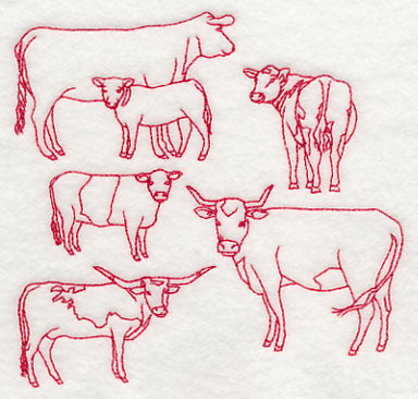 Cattle Medley (Redwork)