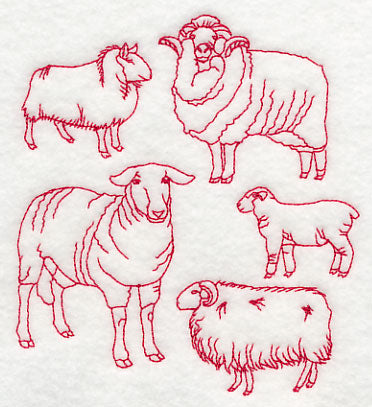 Sheep Medley (Redwork)