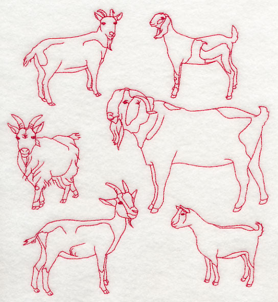 Goat Medley (Redwork)