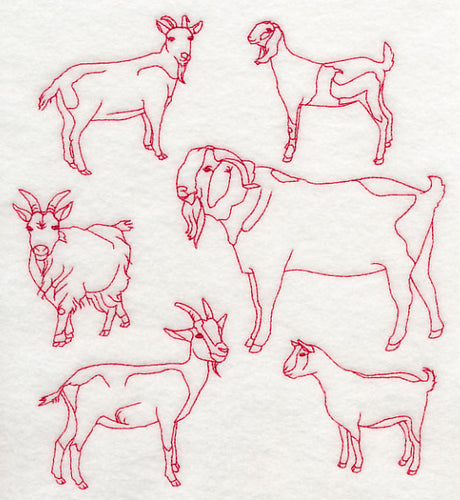 Goat Medley (Redwork)