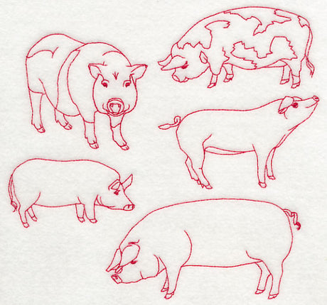 Pig Medley (Redwork)