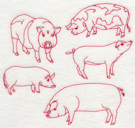 Pig Medley (Redwork)