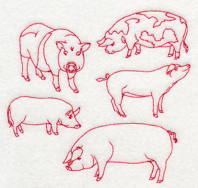 Pig Medley (Redwork)