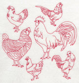 Chicken Medley (Redwork)