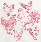 Chicken Medley (Redwork)