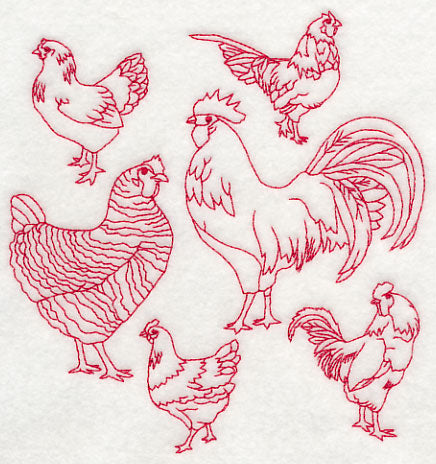 Chicken Medley (Redwork)