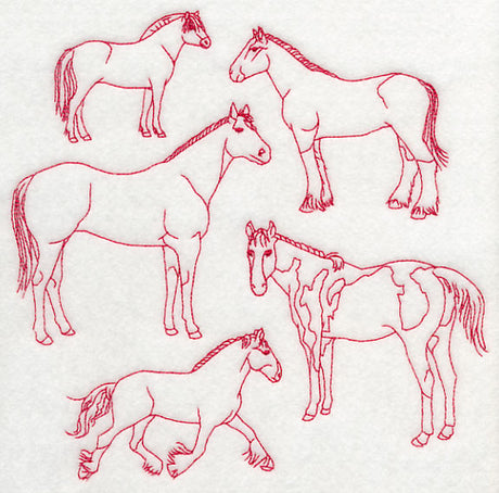 Horse Medley (Redwork)