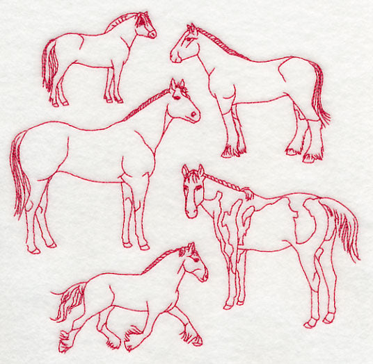 Horse Medley (Redwork)