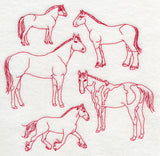 Horse Medley (Redwork)