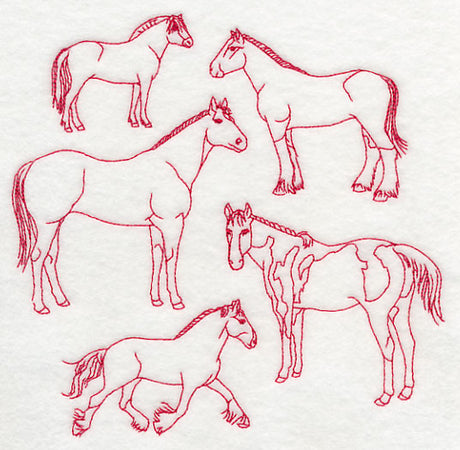 Horse Medley (Redwork)