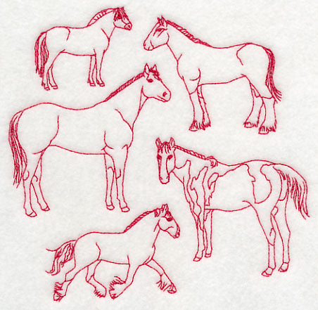 Horse Medley (Redwork)