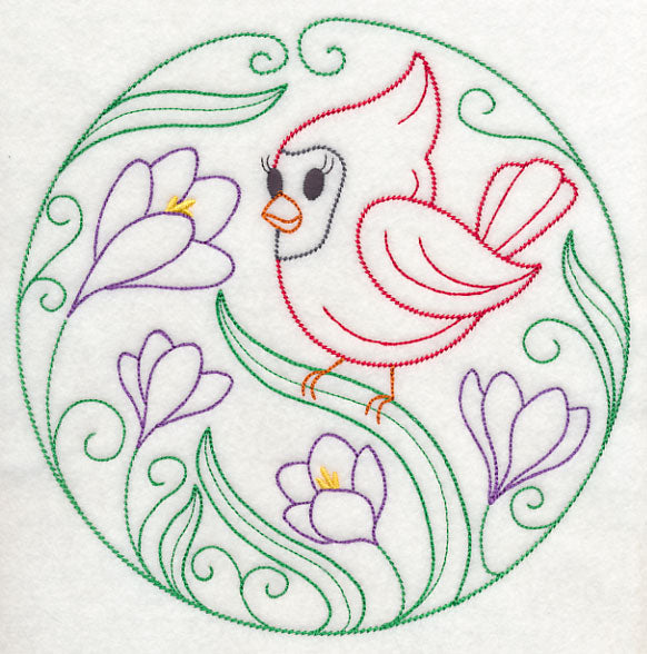 Cardinal and Crocuses (Vintage)